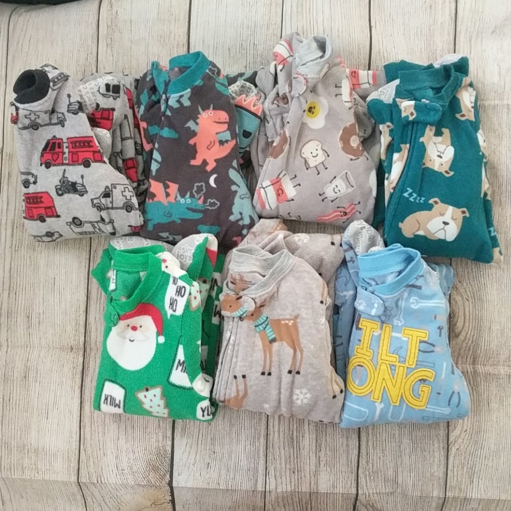 Bundle: 7 Carter's fleece footed pajamas 3T